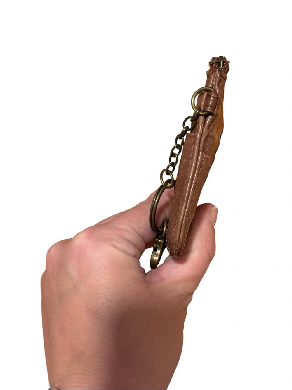 The sak Brown Leather Zip Card Holder with Keychain